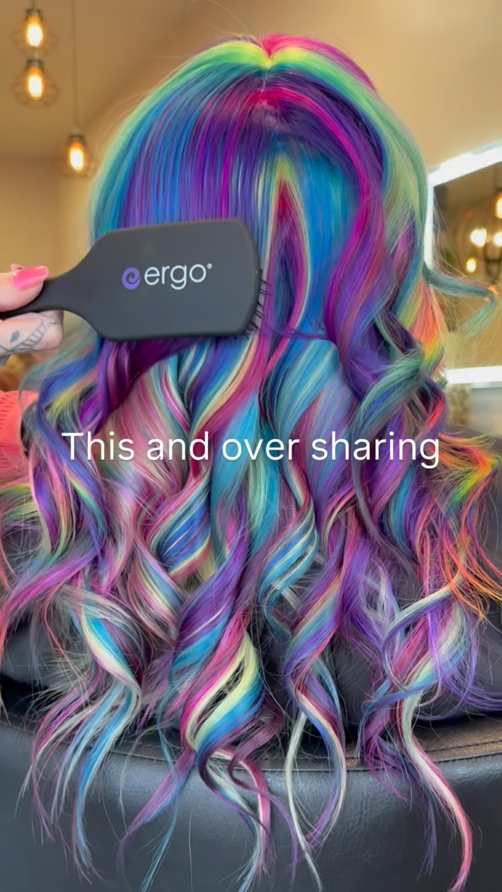 Instagram post by @savannahraehair for ERGO Styling Tools. Caption reads: [...] surface. With every stroke of the....