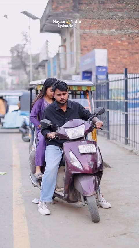 Instagram post by @nibir_bora_ for Hero MotoCorp. Caption reads: Nayan 🫶Nidhi 
Episode-2 
Auto world hero Golaghat....