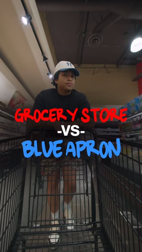 Instagram post by @mattvillena for Blue Apron. Caption reads: Blue Apron vs. Grocery Store, which one saves you....