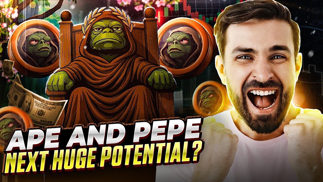 YouTube post by @COINMARKETHUB for CoinMarketCap. Caption reads: APEPE ($APEPE) – The Meme Coin Uniting Small Users....