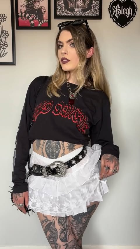 Instagram post by @bethanshakey for Damaged Society. Caption reads: [...] tee styling for you courtesy of....