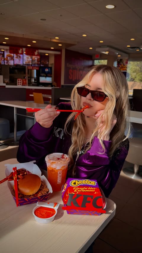 Instagram post by @cheetoscanada for Yeggers Creator Community. Caption reads: AD✨NEW✨ KFC CANADA x CHEETOS FLAMIN’ HOT MENU....