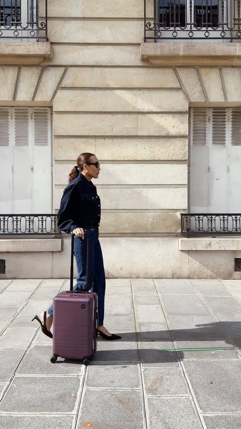 Instagram post by @valentina__chiarello for Monos. Caption reads: Moving through Paris with @monostravel The new....