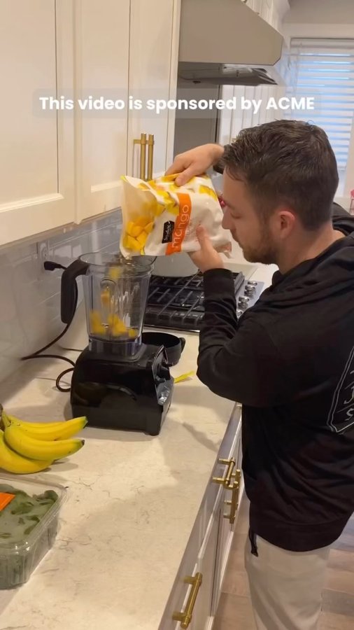 Instagram post by @cbeaston7 for Acme Markets. Caption reads: #Ad Try making our special smoothie with your kids....