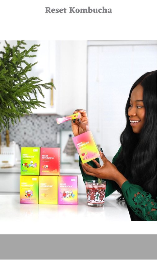 Instagram post by @iamsarah_sarah for EVERYDAZE. Caption reads: [...] love them. #Resetkombucha #kombucha....