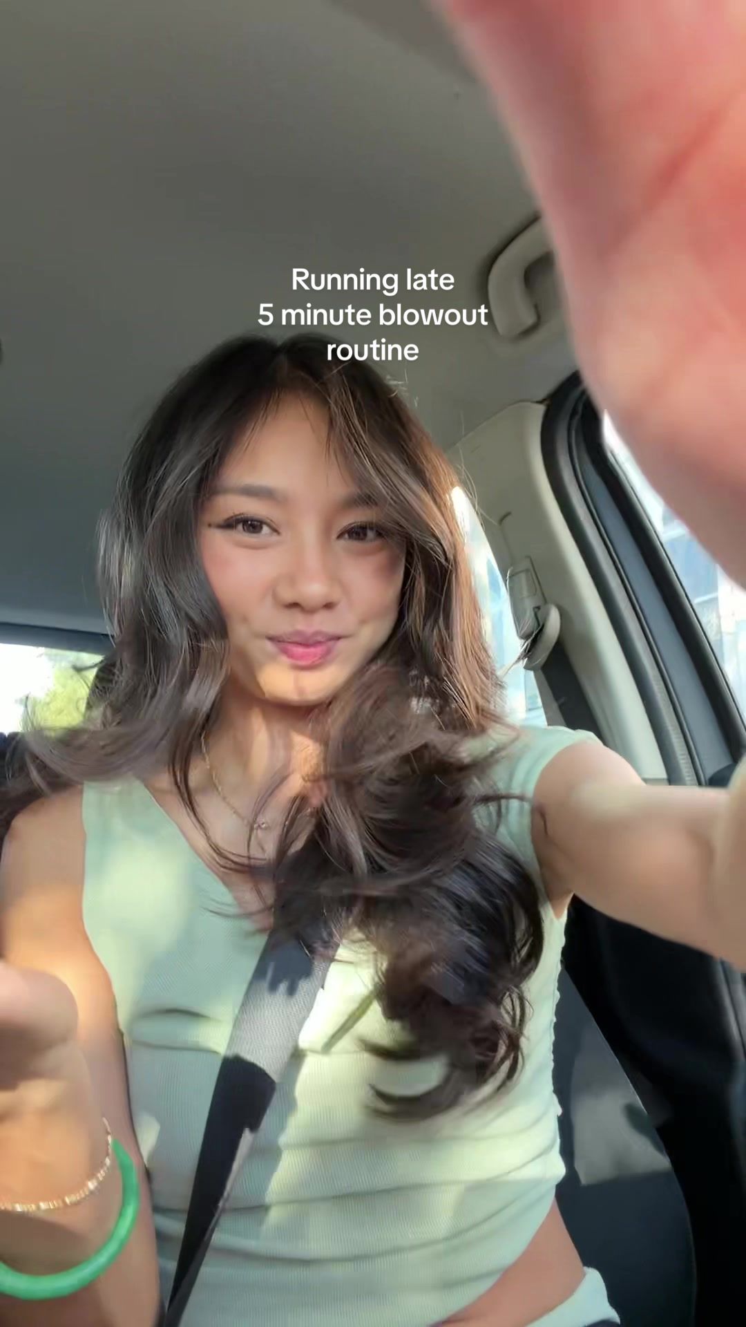 TikTok post by @raxhellam for T3 Micro. Caption reads: [...] #blowout #artbasel @T3 Micro @The Hair Edit.