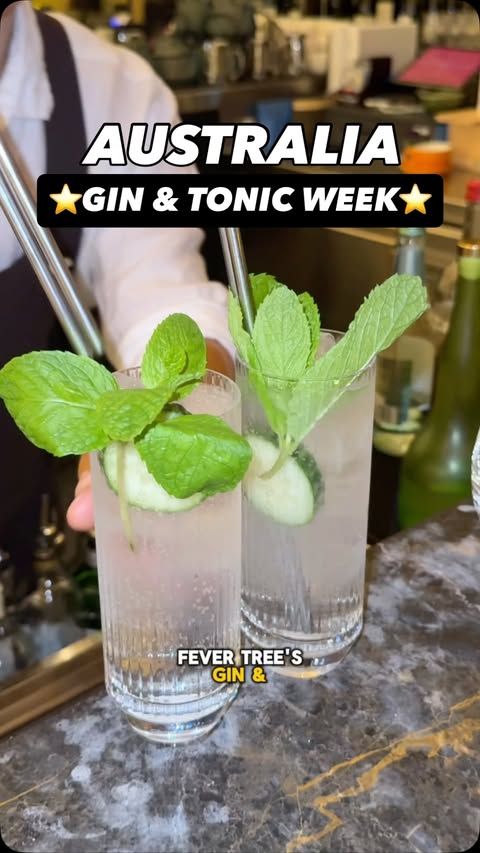 Instagram post by @iamjacksonbennett for Fever-Tree Mixers. Caption reads: ⭐️ GIN & TONIC WEEK IS ON RIGHT NOW ⭐️ 📍....