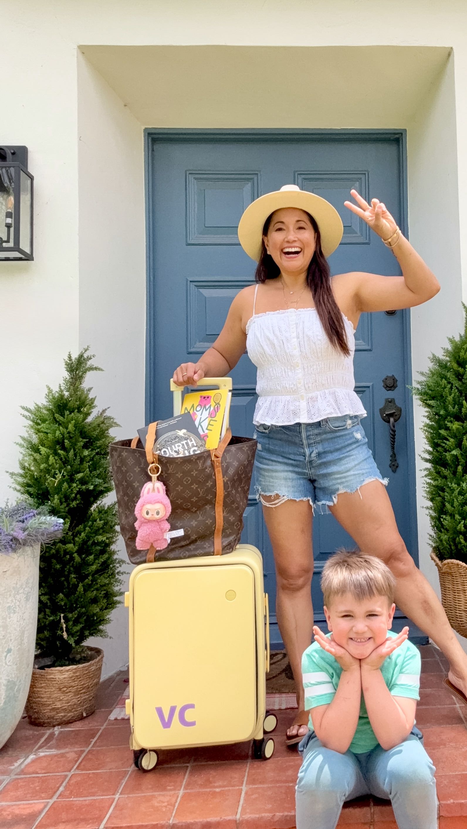 Instagram post by @veenacrownholm for T3 Micro. Caption reads: 🏖️ ✈️ 🗺️ Where are you headed this summer?....