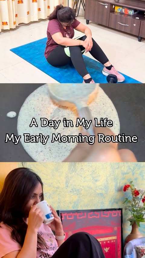 Instagram post by @anita_chandhoke for Akshayakalpa Organic. Caption reads: My Early Morning Routine - A day in my life -....