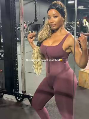 TikTok post by @amber.tai for She’s Waisted. Caption reads: [...] had me dripping in the gym😩 @She’s Waisted.