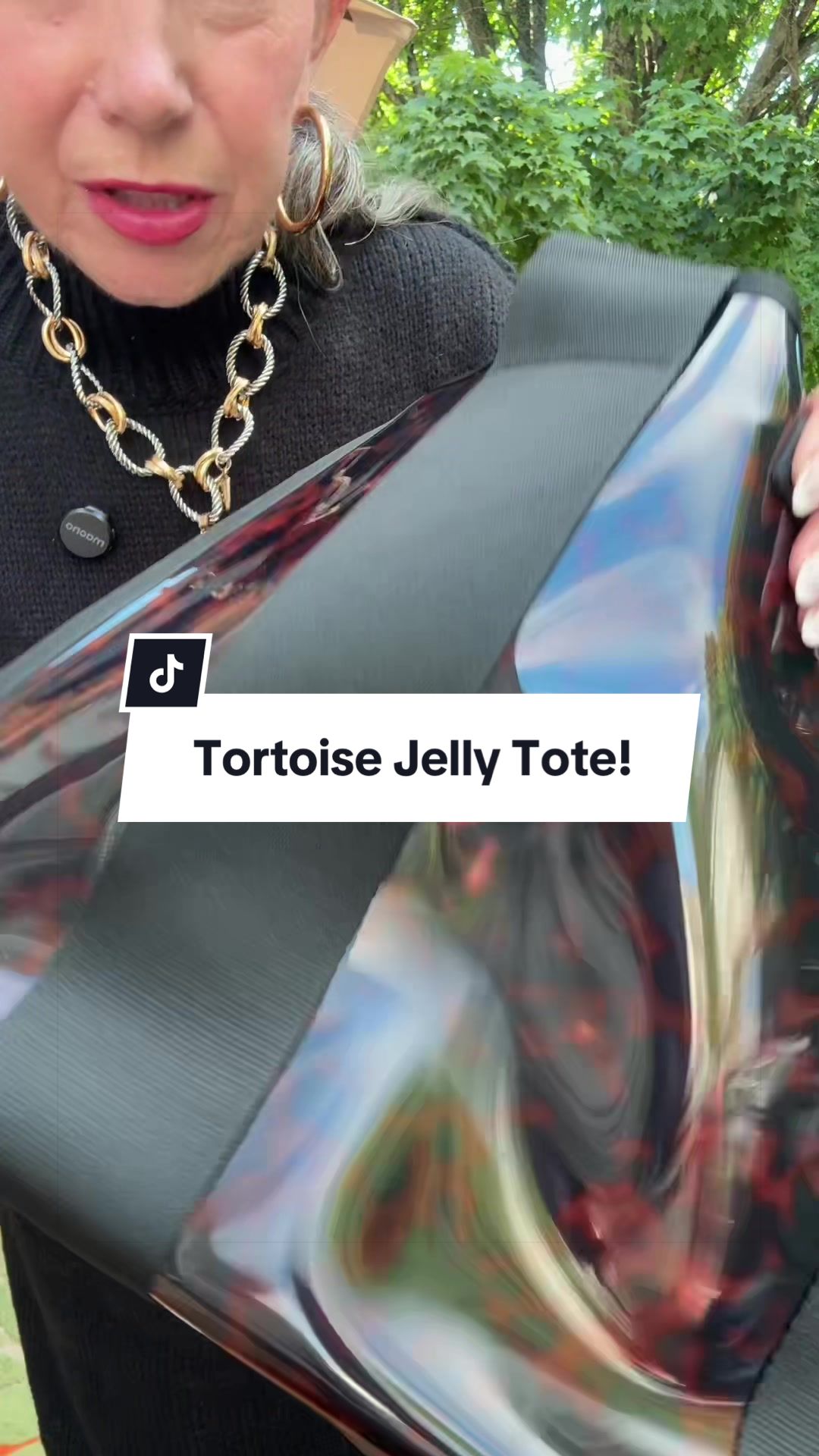 TikTok post by @aestheticaleestyles for Case-Mate. Caption reads: @Case-Mate a tortoise jelly tote! #tortoise [...].