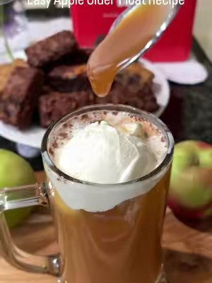 TikTok post by @aperfectfeast for David's Cookies. Caption reads: [...] #ad My Caramel Apple Cider Floats +....