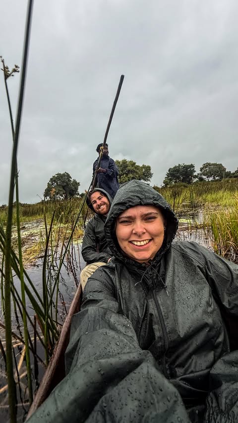 Instagram post by @thattravelcouple for G Adventures. Caption reads: [...] 🦛🛶 ad | We are on day 4 of our....