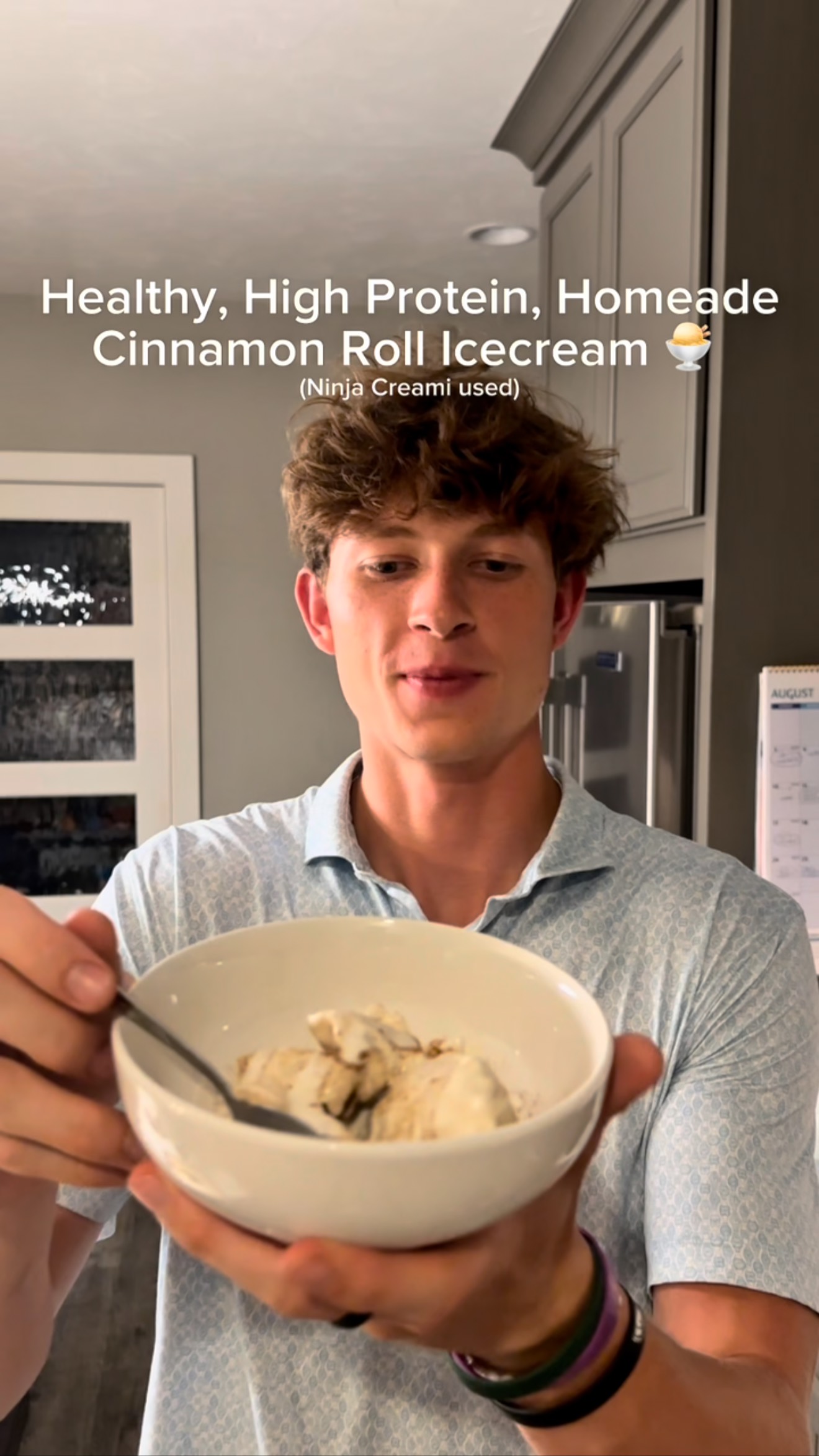 Instagram post by @nick.fox05 for Levels Protein. Caption reads: Cinnamon Roll Protein Ice Cream / RTR #336

Base....