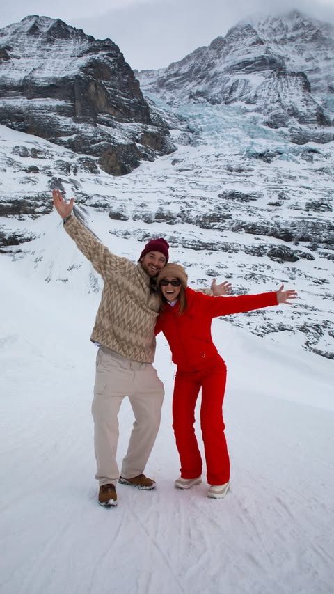 Instagram post by @daveandjoce for Swiss International Air Lines. Caption reads: Switzerland has been at the top of our bucket list....