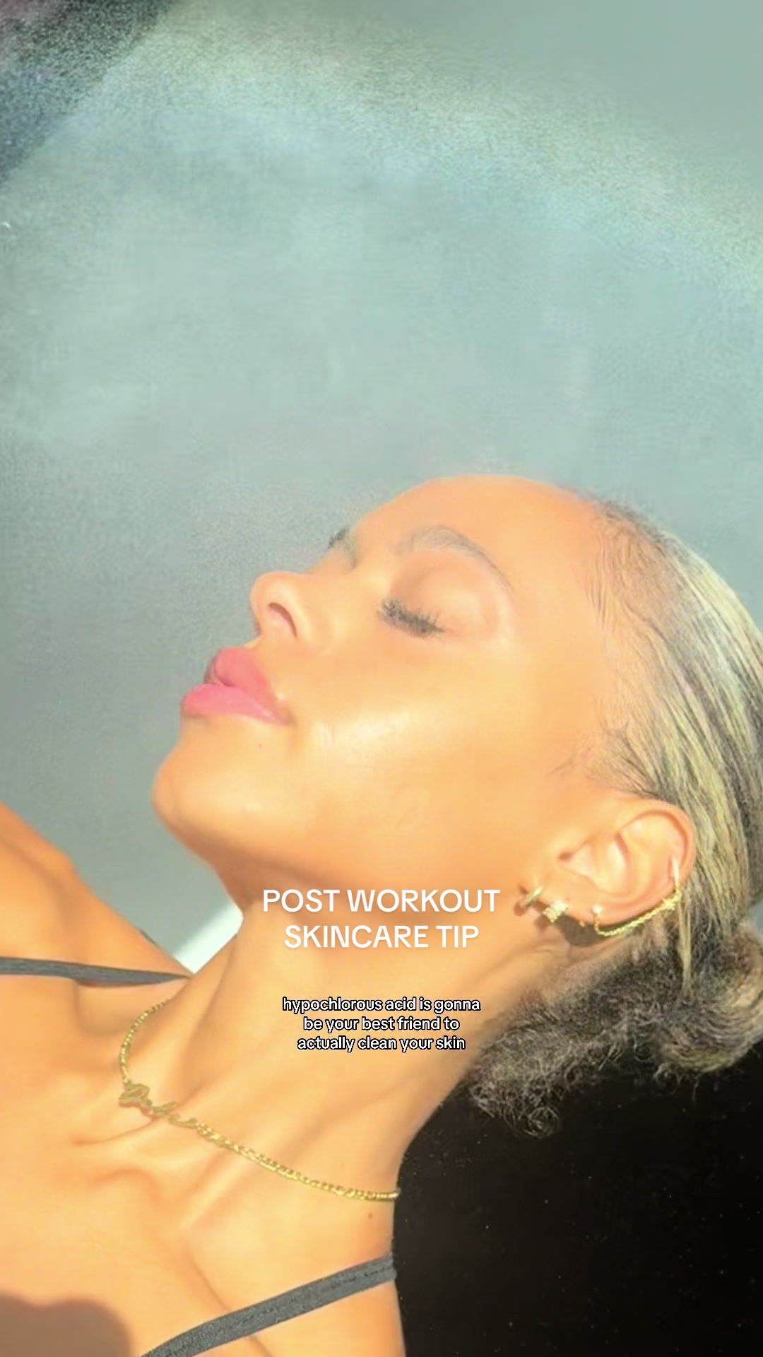 TikTok post by @debbiemillyard for ISOCLEAN. Caption reads: I alwaysss spray my face with hypochlorous acid....