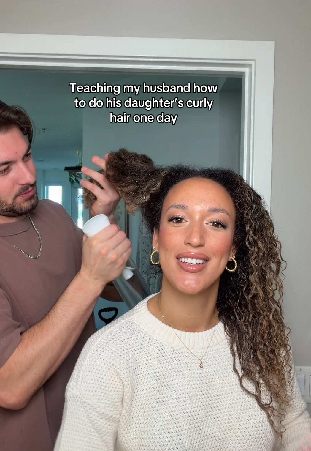 TikTok post by @caseyhodge_ for BounceCurl. Caption reads: [...] refresh day 5 curls🩷 how did he do?....