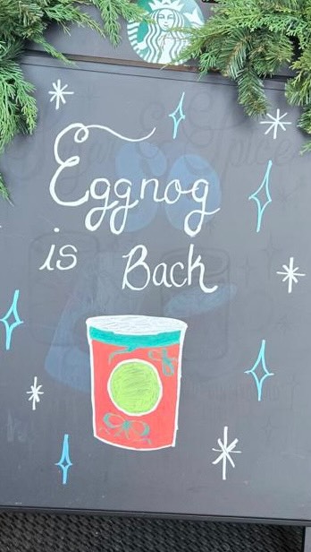 Instagram post by @hip2save for Starbucks. Caption reads: Starbucks just dropped eggnog cold foam (!!) so....