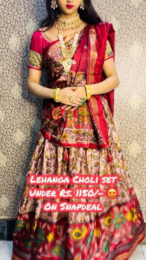 Instagram post by @mansirastogii for Snapdeal. Caption reads: Shop this beautiful Lehanga choli set on Snapdeal....