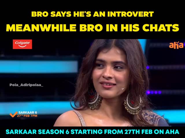 Instagram post by @pola_adiripolaa_ for aha. Caption reads: [...] lo yuddham chese vallani tag cheyyandi😌....