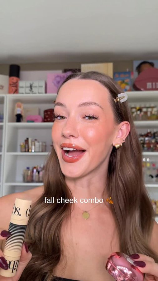 Instagram post by @skylerreneeee for DIBS Beauty. Caption reads: The perfect fall cheek combo 🍂 @dibsbeauty....