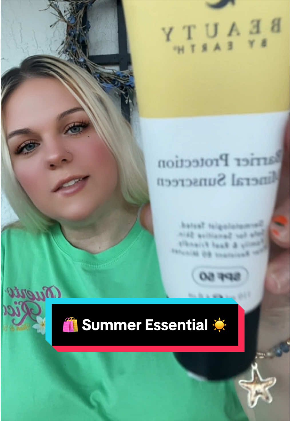 TikTok post by @this_is_us_agosto for Beauty by Earth. Caption reads: [...] your skin without feeling heavy. ☀️ @Beauty....