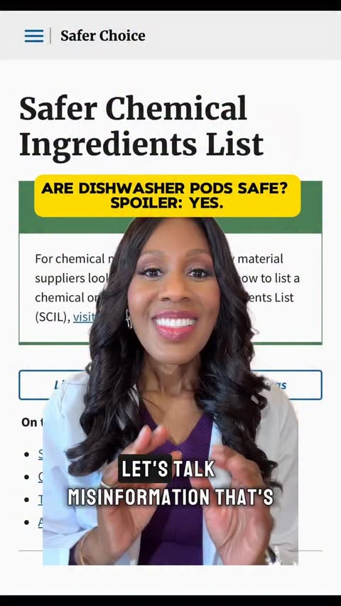 Instagram post by @drjencaudle for Cascade. Caption reads: [...] claiming dishwasher pods harm the gut....