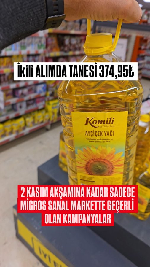 Instagram post by @indirimitakipedenadamheryerde for Migros. Caption reads: @migros_tr #kesfet #indirimitakipedenadam #reklam....