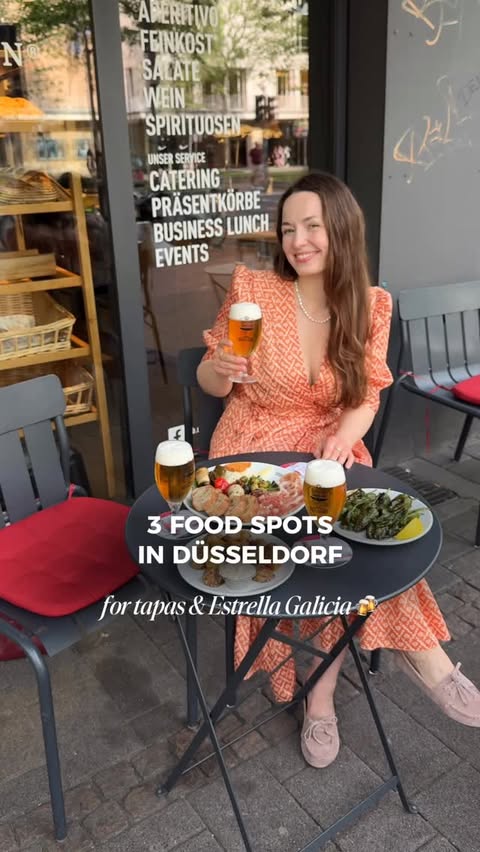 Instagram post by @dusselgirl for Estrella Galicia. Caption reads: [...] ☀️ Where to have Spanish food and....