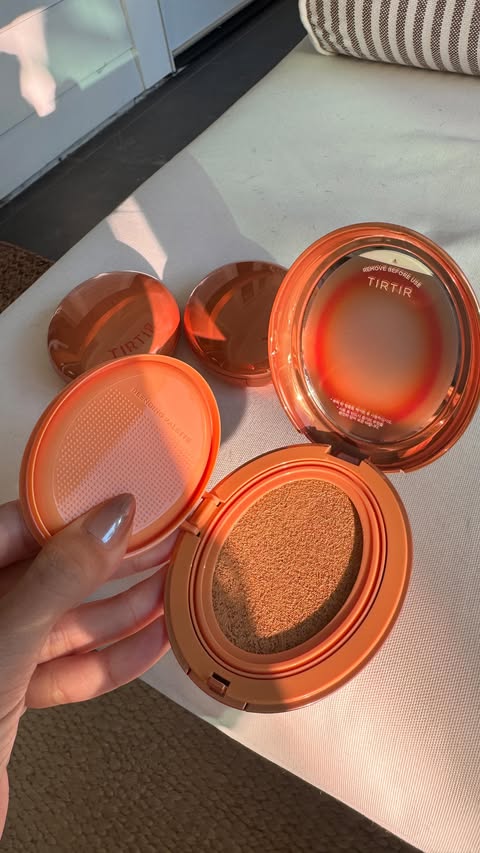 Instagram post by @larlarlee for TIRTIR. Caption reads: Filtered finish, real skin. @tirtir_global AI....