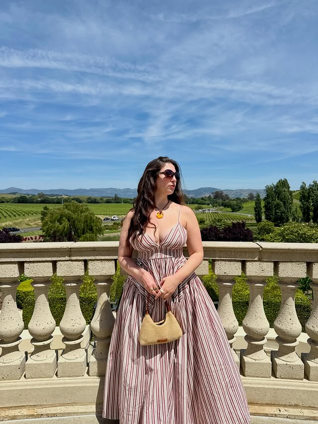 Instagram post by @ccavallaro for Rent the Runway. Caption reads: [...] deserved wine country rented from....