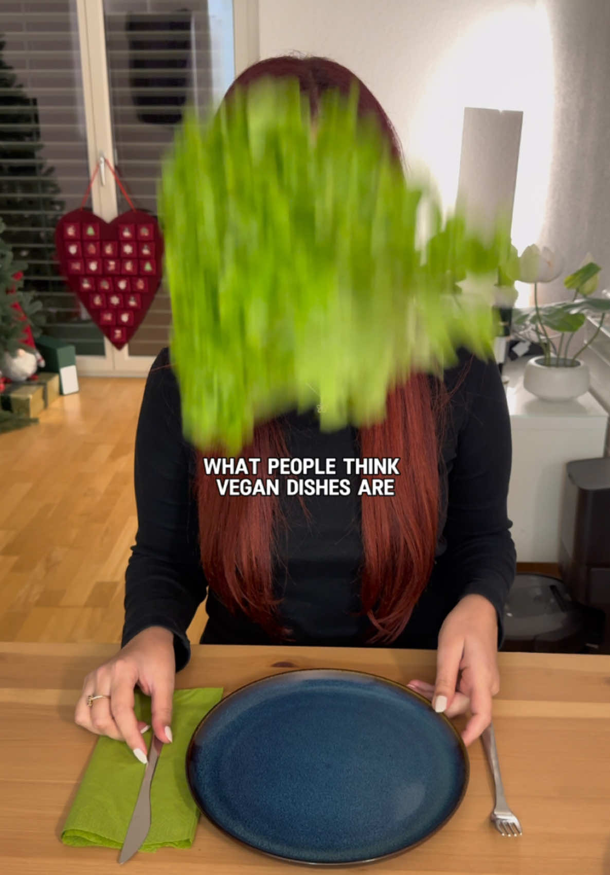 TikTok post by @jasminea.decker for lidlch. Caption reads: 🥬 What people think vegan dishes be like vs. what....