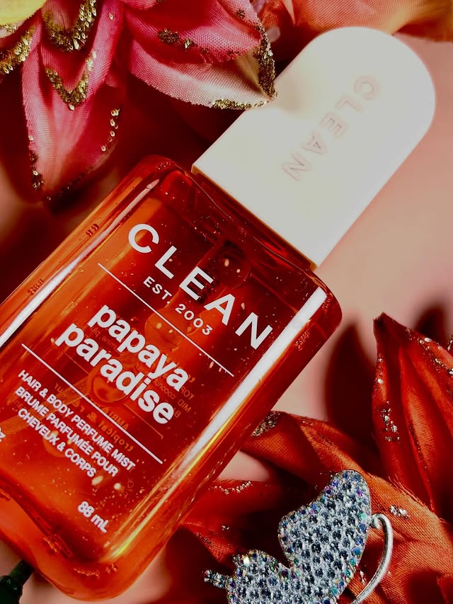 Instagram post by @talkintoya247 for CLEAN BEAUTY COLLECTIVE. Caption reads: 🥭 Clean Papaya Paradis🌺(gifted) It’s tropical....
