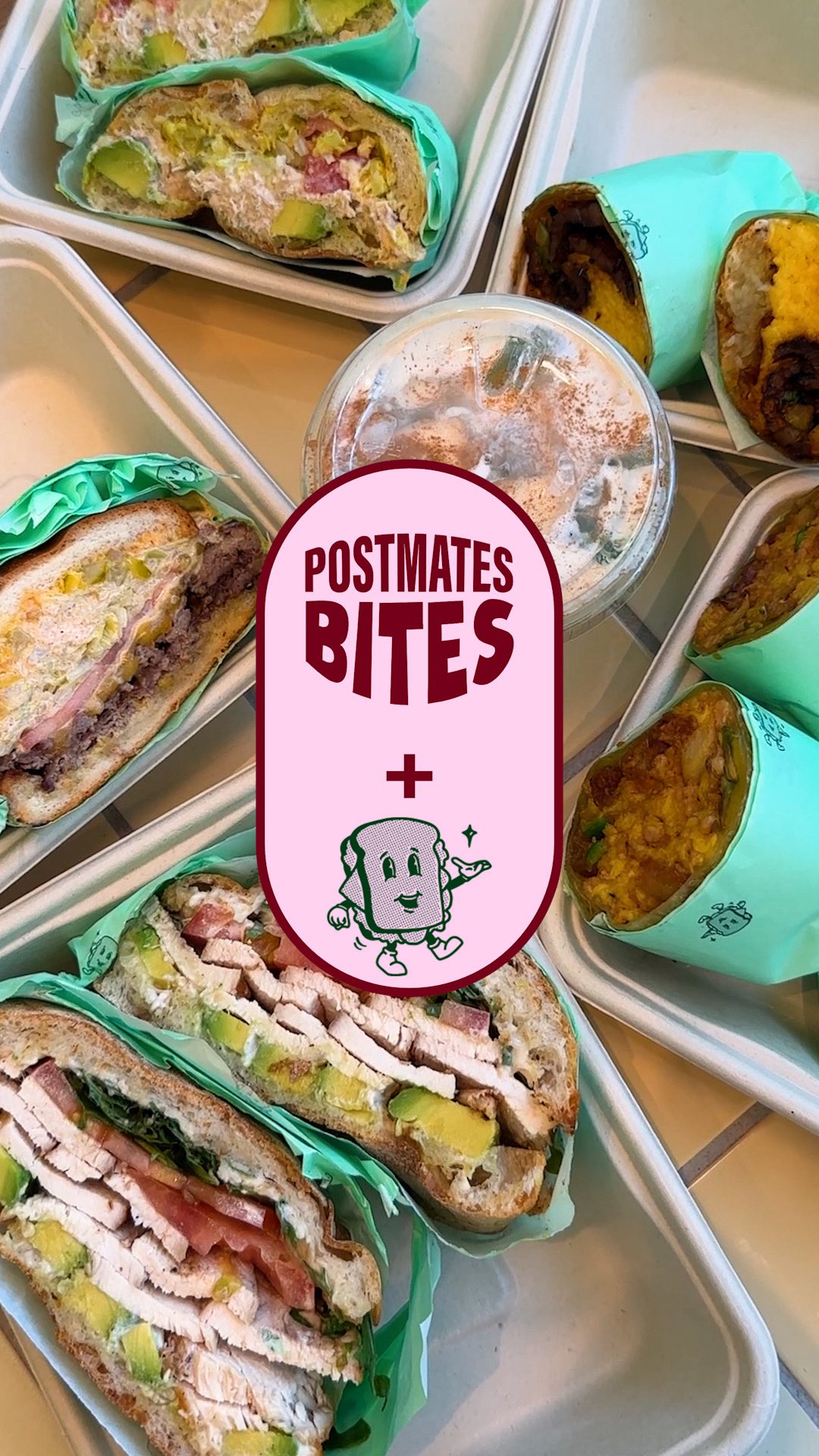 Instagram post by @carlacafela for Postmates. Caption reads: Which sandwich are you ordering from @carlacafela?....