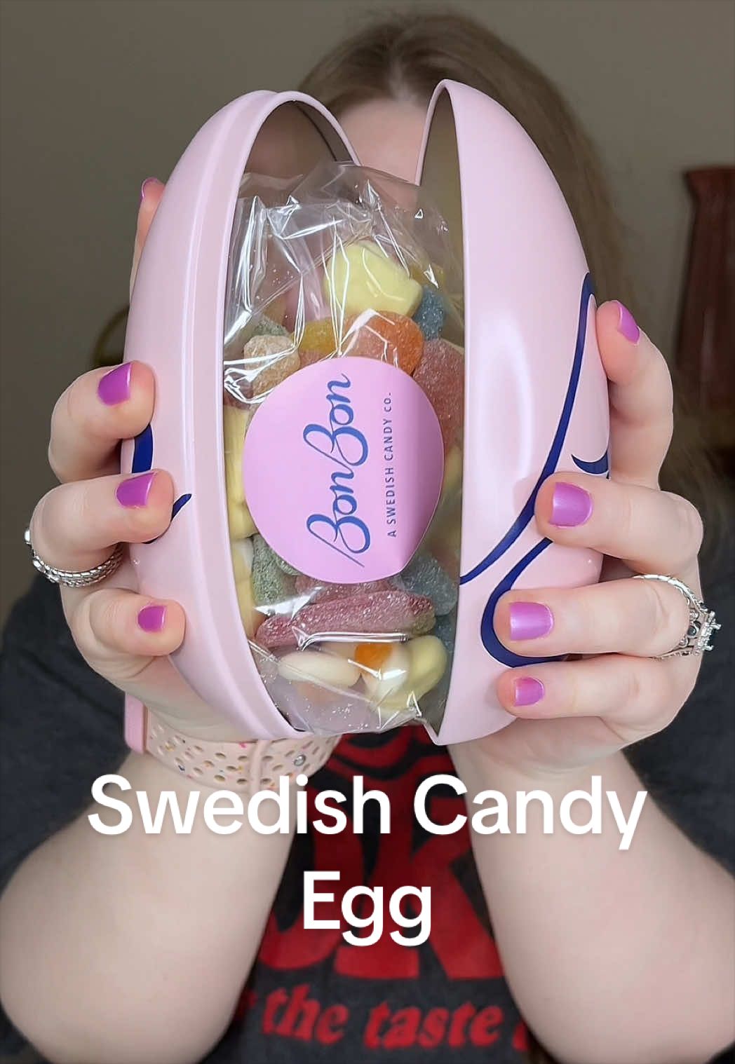 TikTok post by @emilymakesit101 for BonBon NYC. Caption reads: [...] #swedishcandy #swedishcandyreview #bonbonnyc....