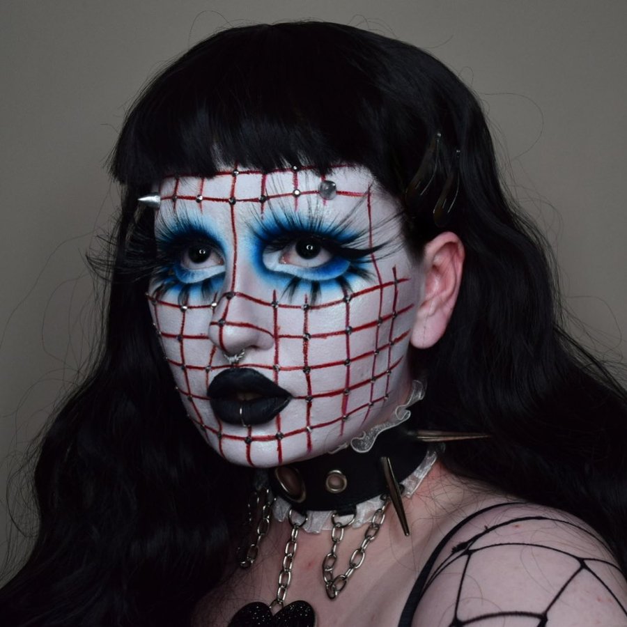 Instagram post by @dracorla for Ben Nye Makeup. Caption reads: 📌 PINHEAD 📌 ib @sheswickked 🦇 - 3rd yr doin a....