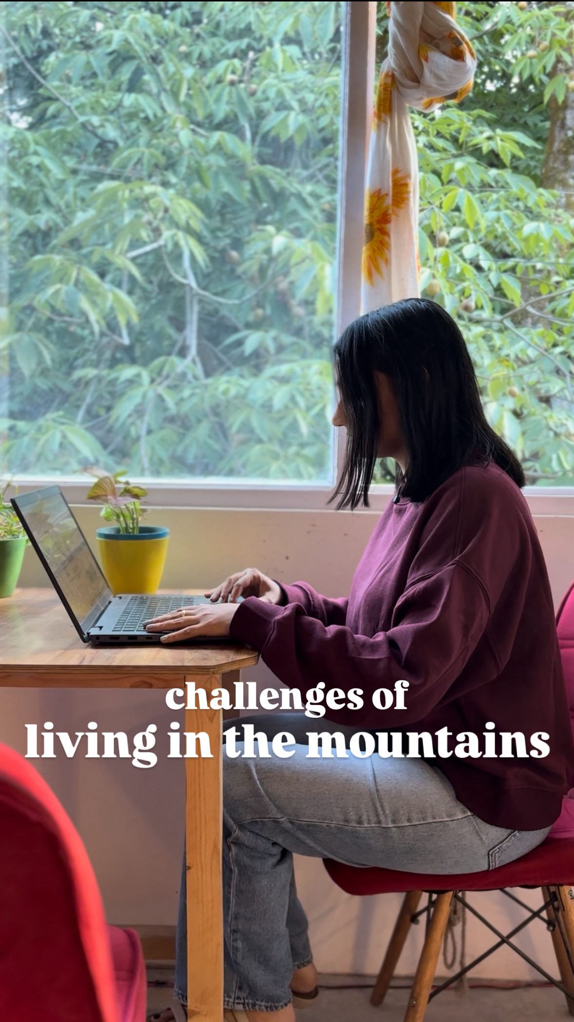 Instagram post by @manisha_in_mountains for Plum Goodness. Caption reads: Winters in the mountains are no joke but....