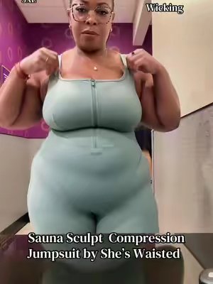 TikTok post by @iammichaelkeith for She’s Waisted. Caption reads: [...] #bodysuits #plussizeworkout....