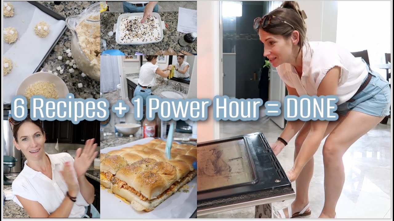 YouTube post by @thewadsquad for The Kitchn. Caption reads: Realistic Mom Life! 6 Recipes + 1 Power Hour....