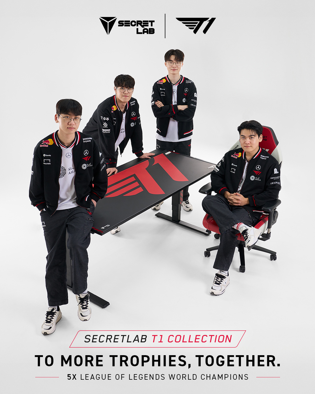Instagram post by @t1lol for Secretlab. Caption reads: When T1 are hungry for wins, the Secretlab T1....