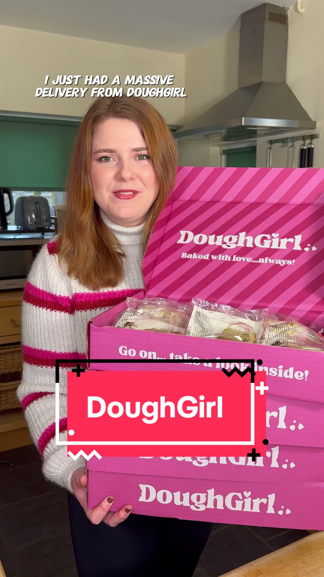 TikTok post by @beccaeatseverything for DoughGirl. Caption reads: @DoughGirl top 10 best bakes! Get 3 Slices for £11....