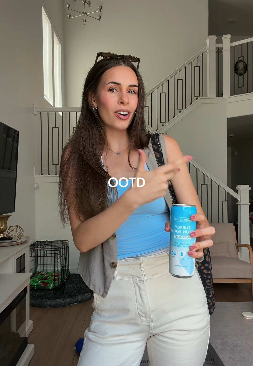 TikTok post by @elishevawhite for Just Ingredients. Caption reads: The pants are actually thrifted Anthro not....