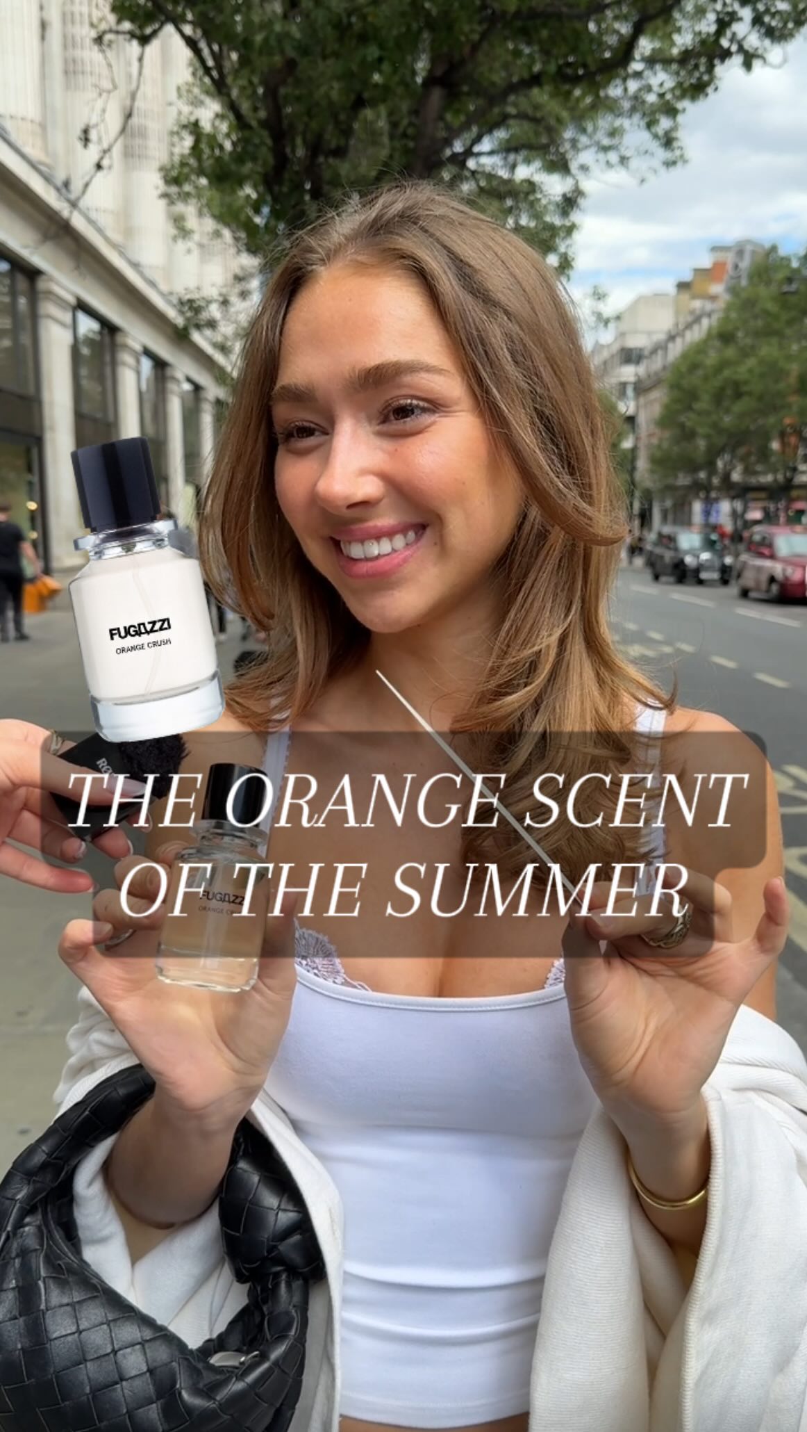 Instagram post by @the___gloss for FUGAZZI Fragrances. Caption reads: The newest launch of @fugazzifragrances 🍊Orange....