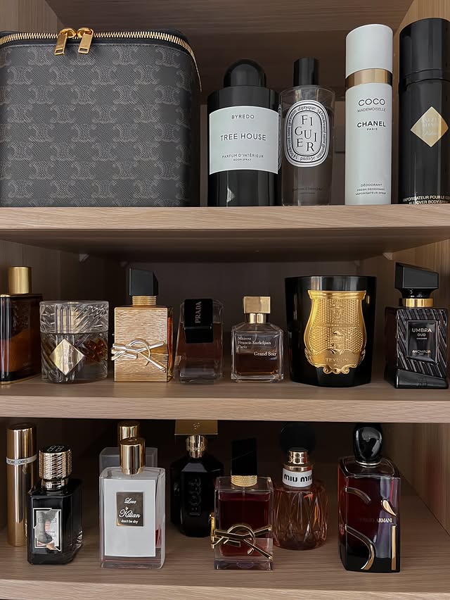 Instagram post by @shes_lj_ for Selfridges. Caption reads: In girl world 🧑🏽‍🩰 #perfume #shelfie....