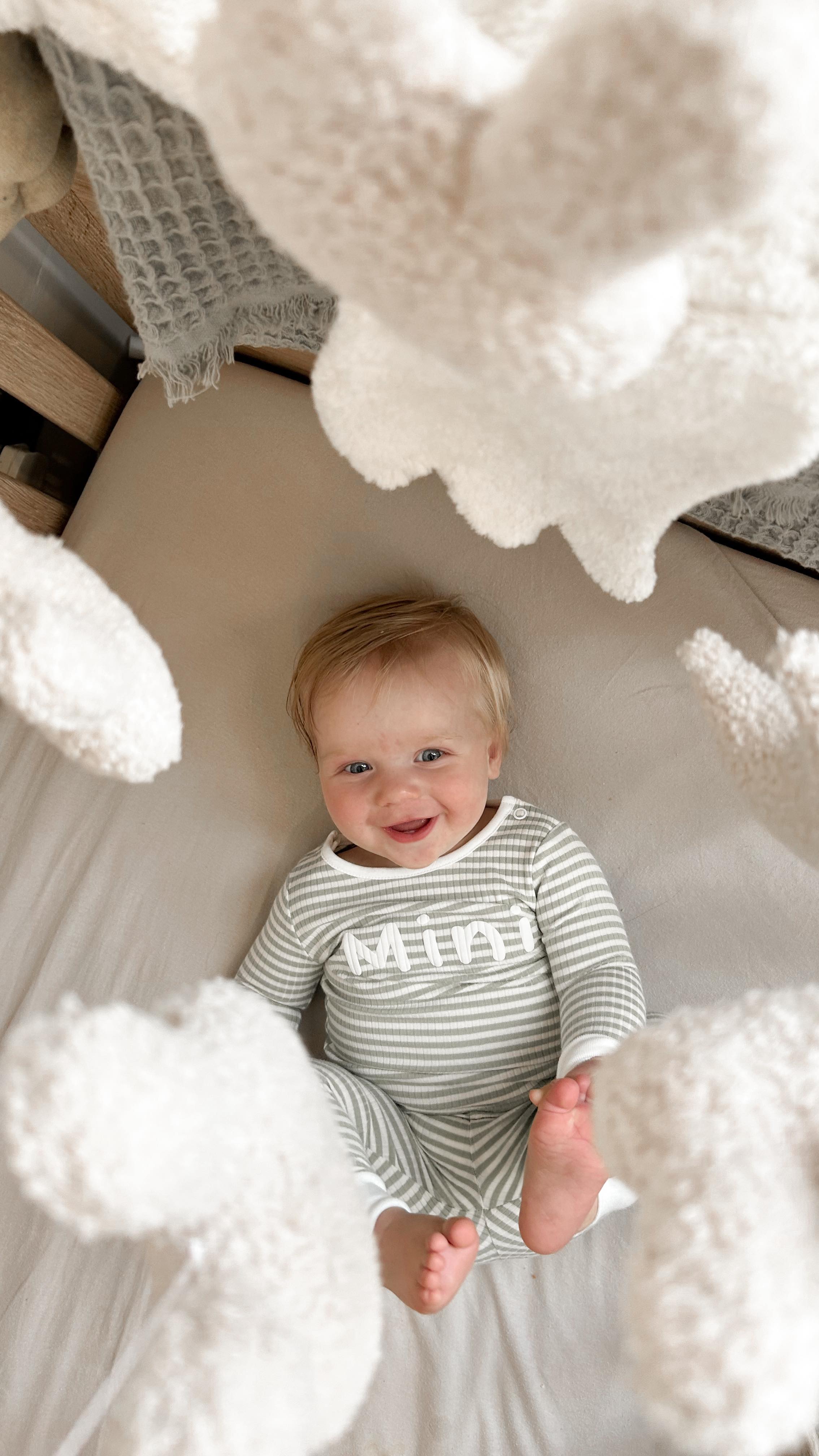 Instagram post by an influencer for MORI. Caption reads: [...] Our favourite pjs yet from @babymoriofficial....