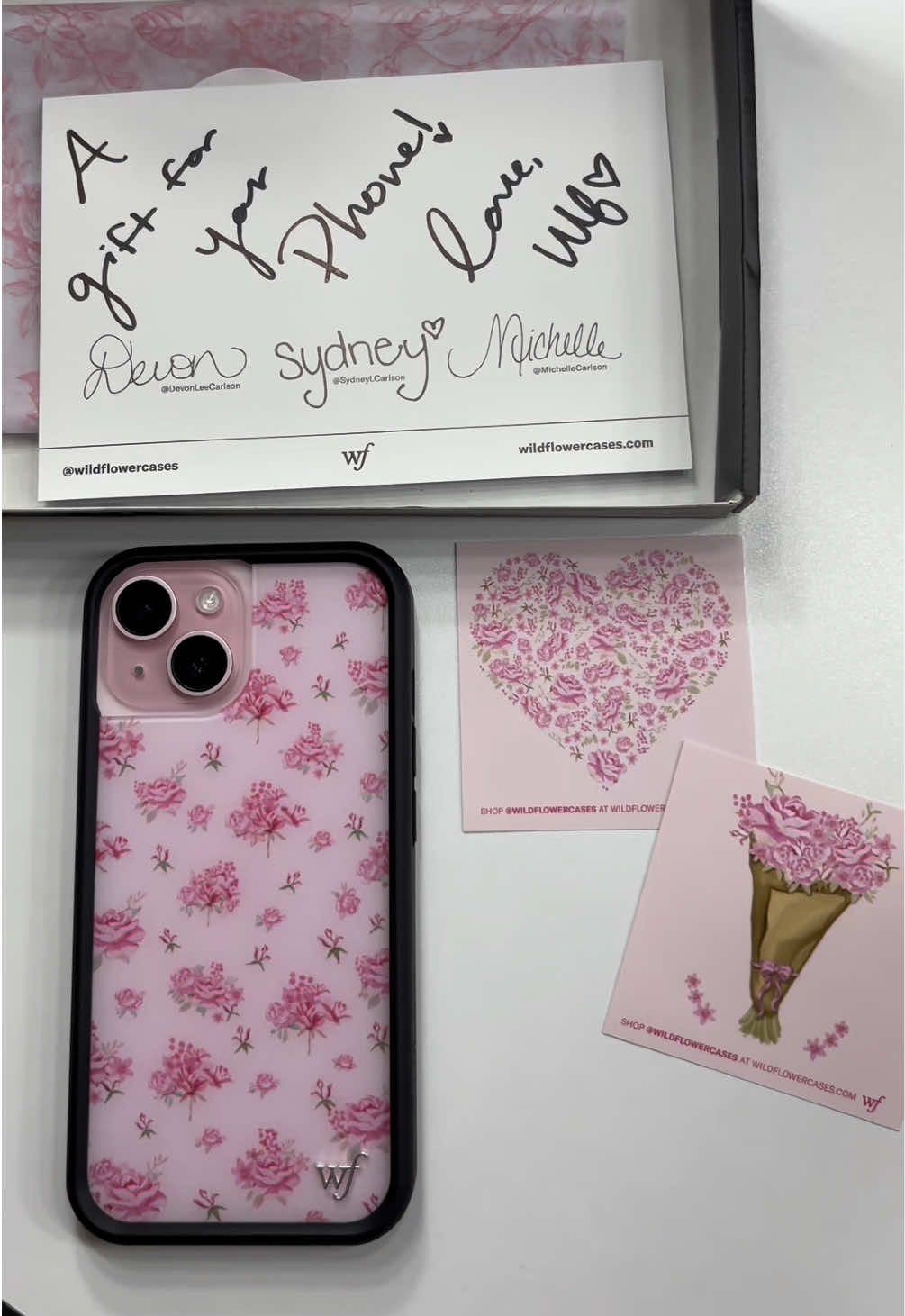 TikTok post by @xoxo.lexcya for Wildflower Cases. Caption reads: the cutest phone case @Wildflower Cases 💗....