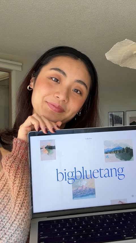 Instagram post by @bigbluetang for Wix. Caption reads: @bigbluetang casually crafting a portfolio that....