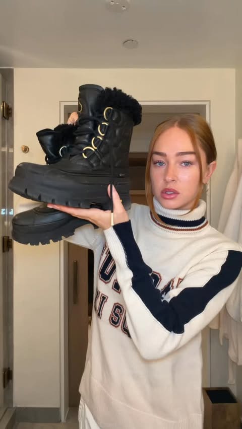 Instagram post by @sydneyschiffer for SOREL. Caption reads: [...] mountain 🤏🤏😙😙😙 @aspen_collection....