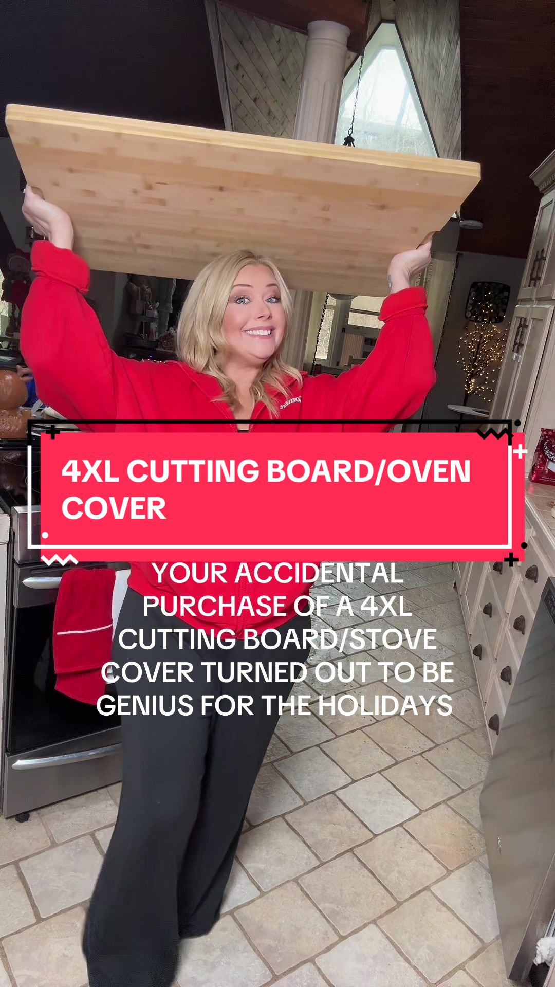 TikTok post by @keishahuff23 for Kikcoin. Caption reads: @Kikcoin Kitchen has their 4XL cutting board on....