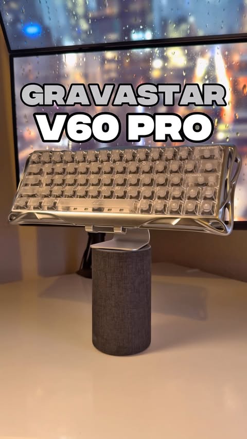 Instagram post by @jaes.tech for GravaStar. Caption reads: Gravastar made a new HE keyboard… #gravastar [...].